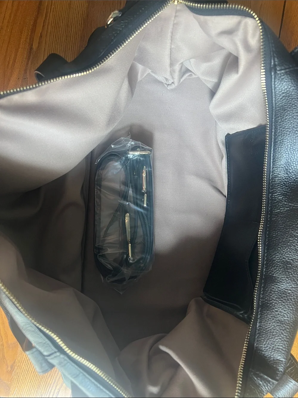 Black Pebbled Link and Kings Leather Duffel Bag